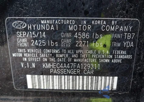 2015 Hyundai Sonata Hybrid Limited z USA, uszkodzony, nr VIN KMHEC4A47FA129311